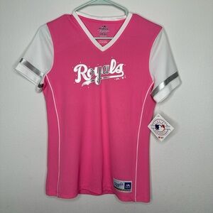 KC Royals Pink V-neck juniors jersey
